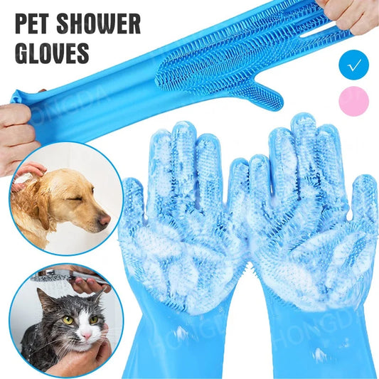 Silicone Pet Bath Gloves for Cats and Dogs