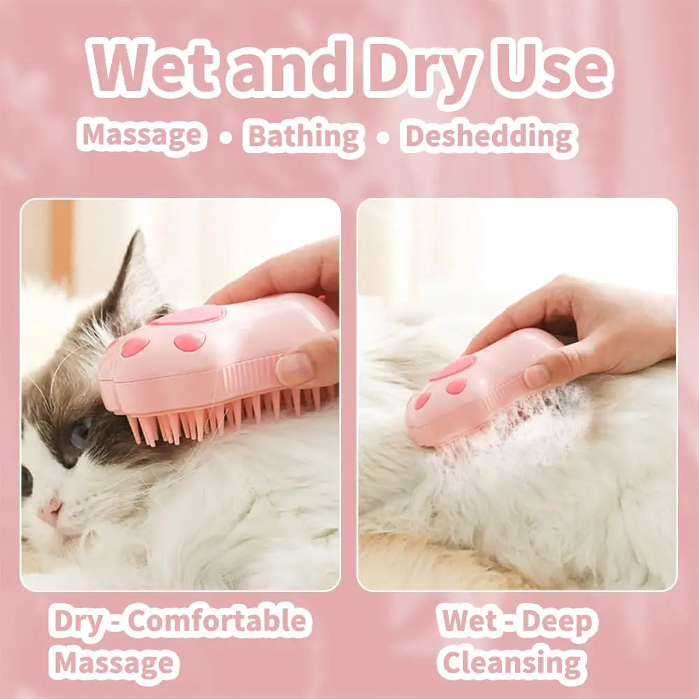 Pet Brush and Steam with Eletric Spray for Cats and Dogs