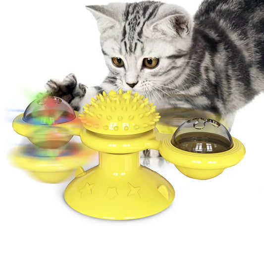 Cat spinning windmill toy with light effects